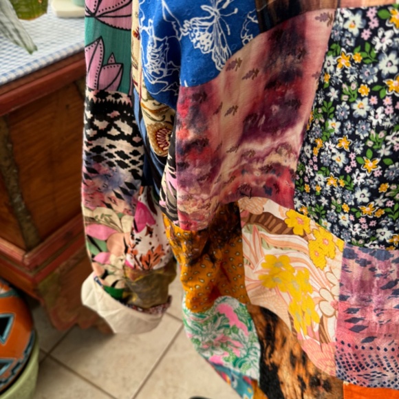 Hippie Patchwork Floral Embroidery Button Up Hooded Sweatshirt Size XXL - Picture 7 of 12